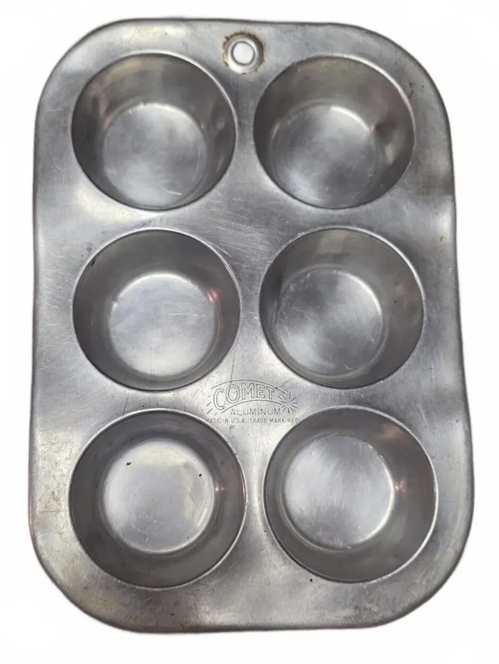 Vintage Comet Aluminum 6 Cup Muffin Pan Cupcake Tin USA MCM
